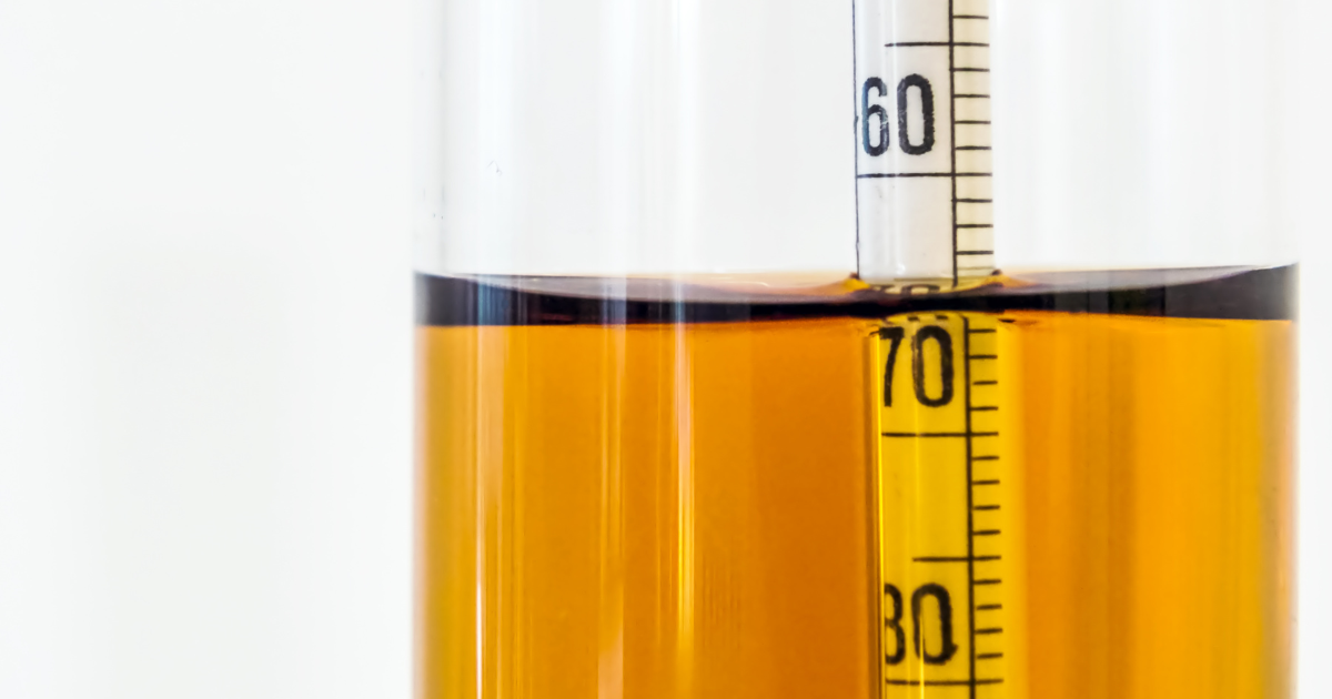 Close up of a hydrometer in wort