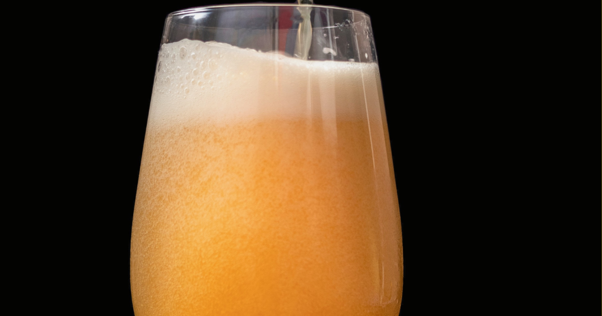 A close-up of a Hazy IPA in a glass